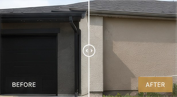 Garage exterior before and after